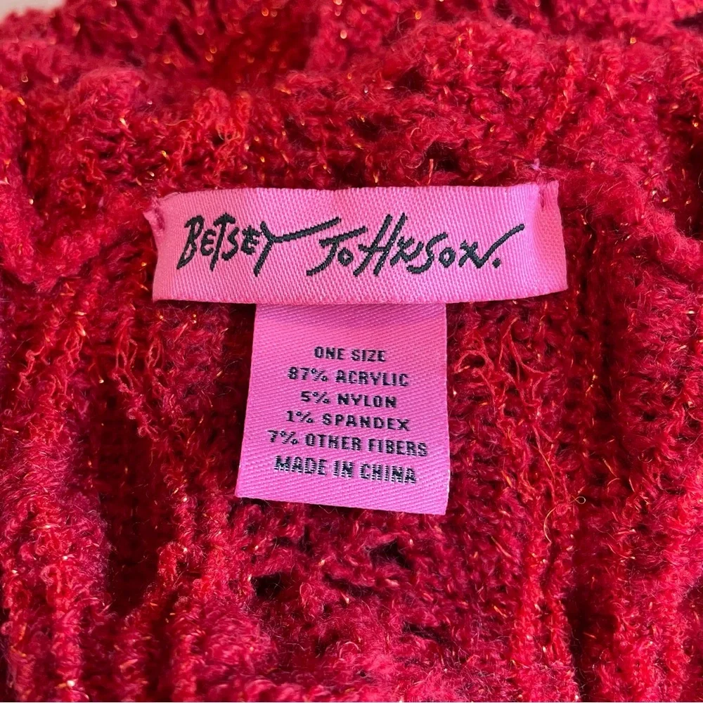 Betsey Johnson Red Metallic Infinity Neck Knit Scarf